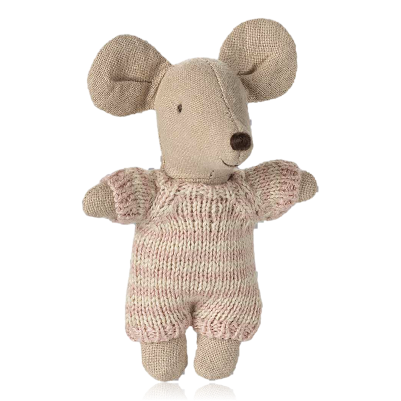 Maileg Baby Mouse in Carrycot Rose