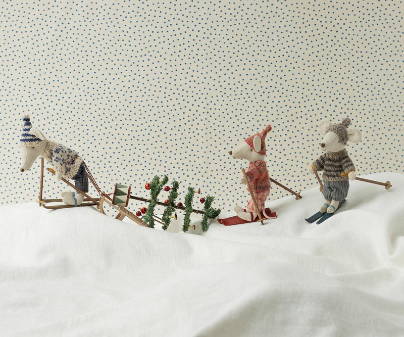 Maileg Big Sister Winter Mouse Rose With Ski Set