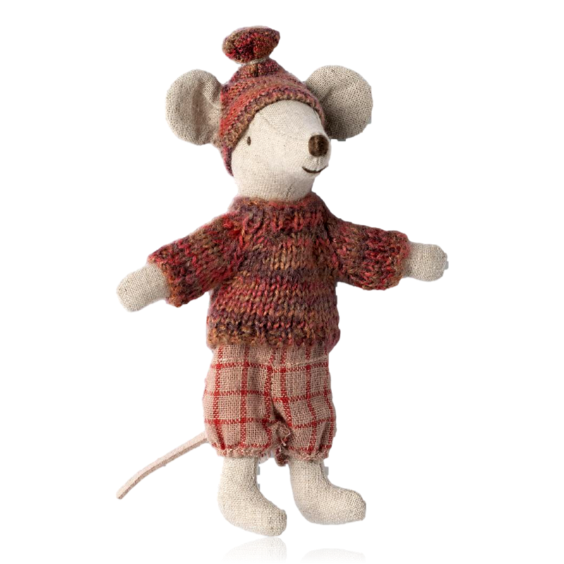 Maileg Big Sister Winter Mouse Rose With Ski Set