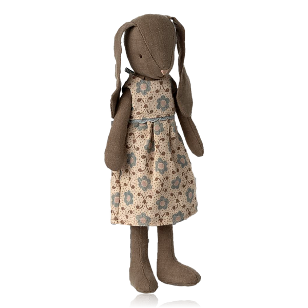 Maileg Bunny in Brown Floral Dress Size 2
