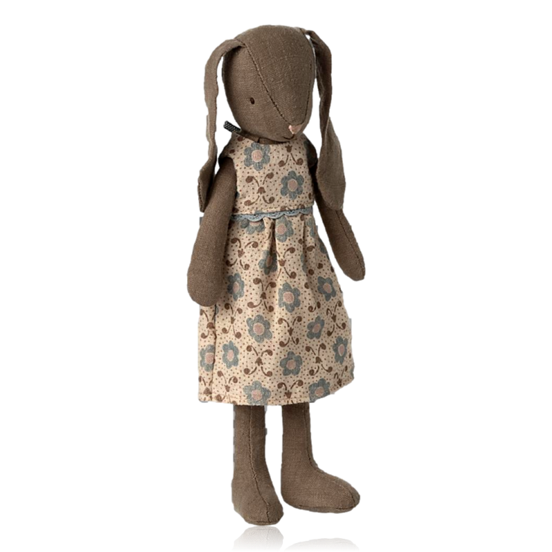 Maileg Bunny in Brown Floral Dress Size 2