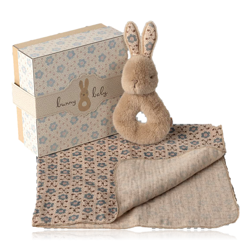 Maileg Rabbit Rattle Set Cream Peach