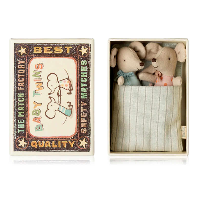 Maileg Twins Baby Mice In Matchbox