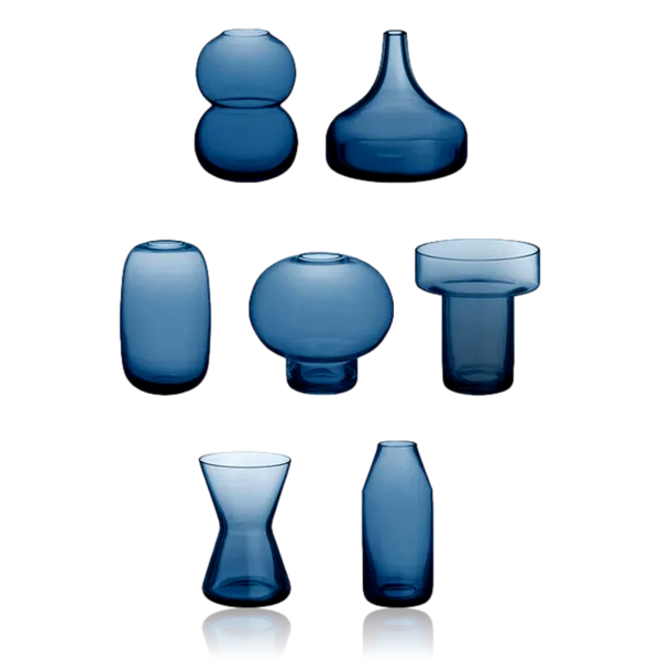 Orrefors Midsummer Mini Vases Limited Edition Midnight Blue Pack of 7