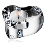 Crystal Valentino Tealight Holder by Orrefors Sweden with lighted candle