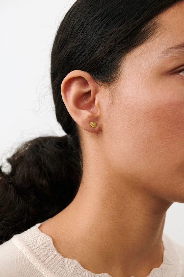 Pernille Corydon Elm Leaf Stud Earrings Gold