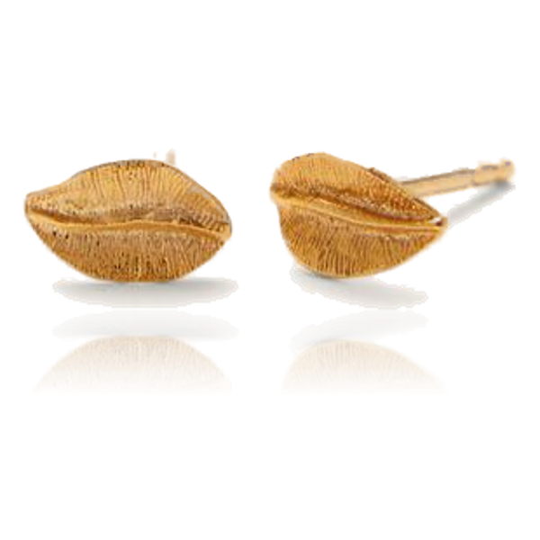 Pernille Corydon Elm Leaf Stud Earrings Gold