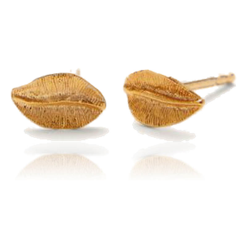 Pernille Corydon Elm Leaf Stud Earrings Gold