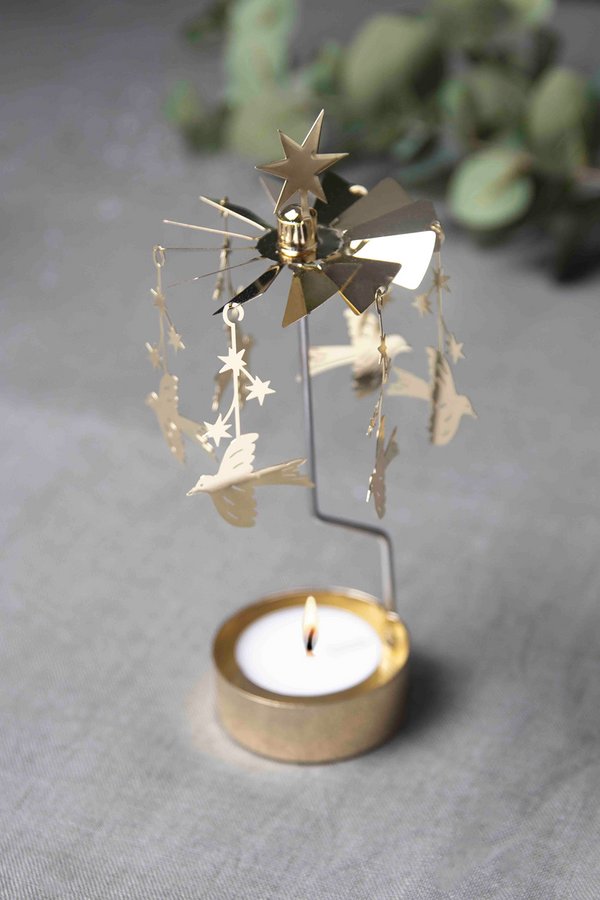 Pluto Rotary Candle Holder Starling Gold