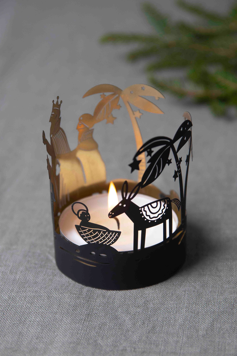 Pluto Nativity Tealight Holder Black