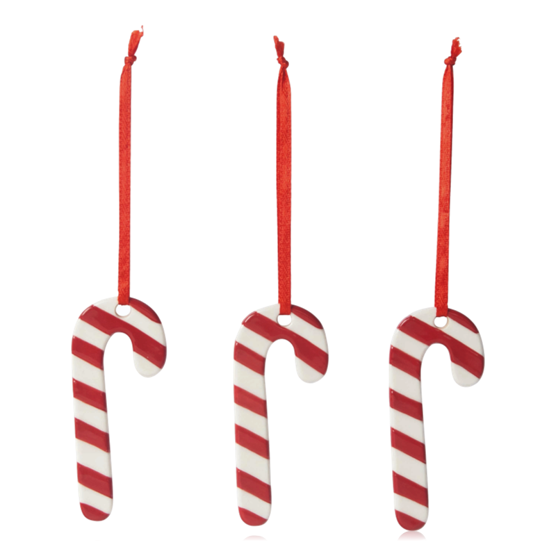 Pluto Ceramic Hanging Decoration Polka Candy Cane 3 Piece