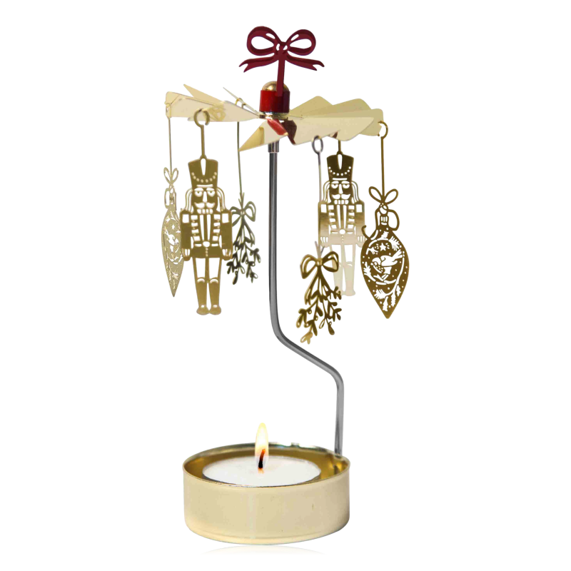 Pluto Rotary Candle Holder Nutcracker Gold