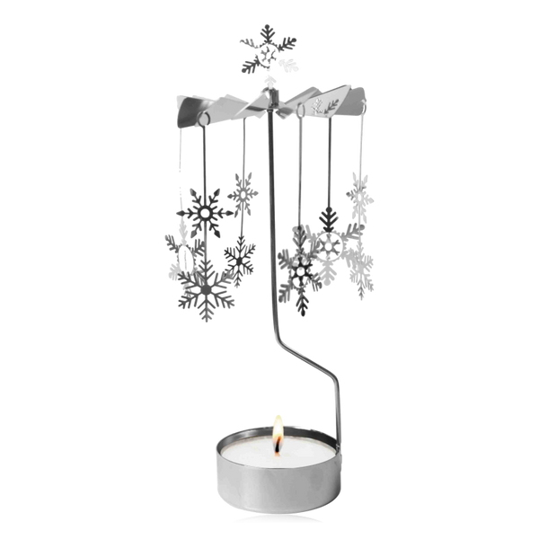 Pluto Rotary Candle Holder Snowfall Large Silver