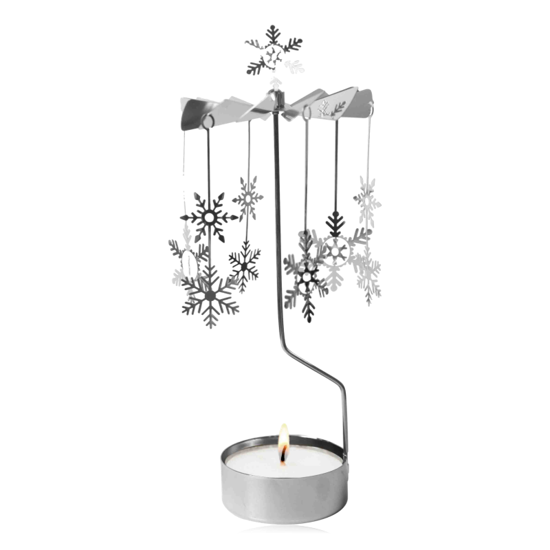 Pluto Rotary Candle Holder Snowfall Large Silver