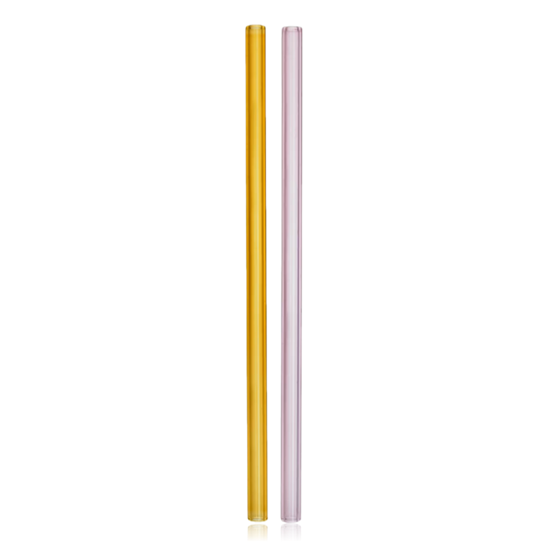 Kosta Boda Sipsavor Glass Straws 2 Pack Yellow & Pink