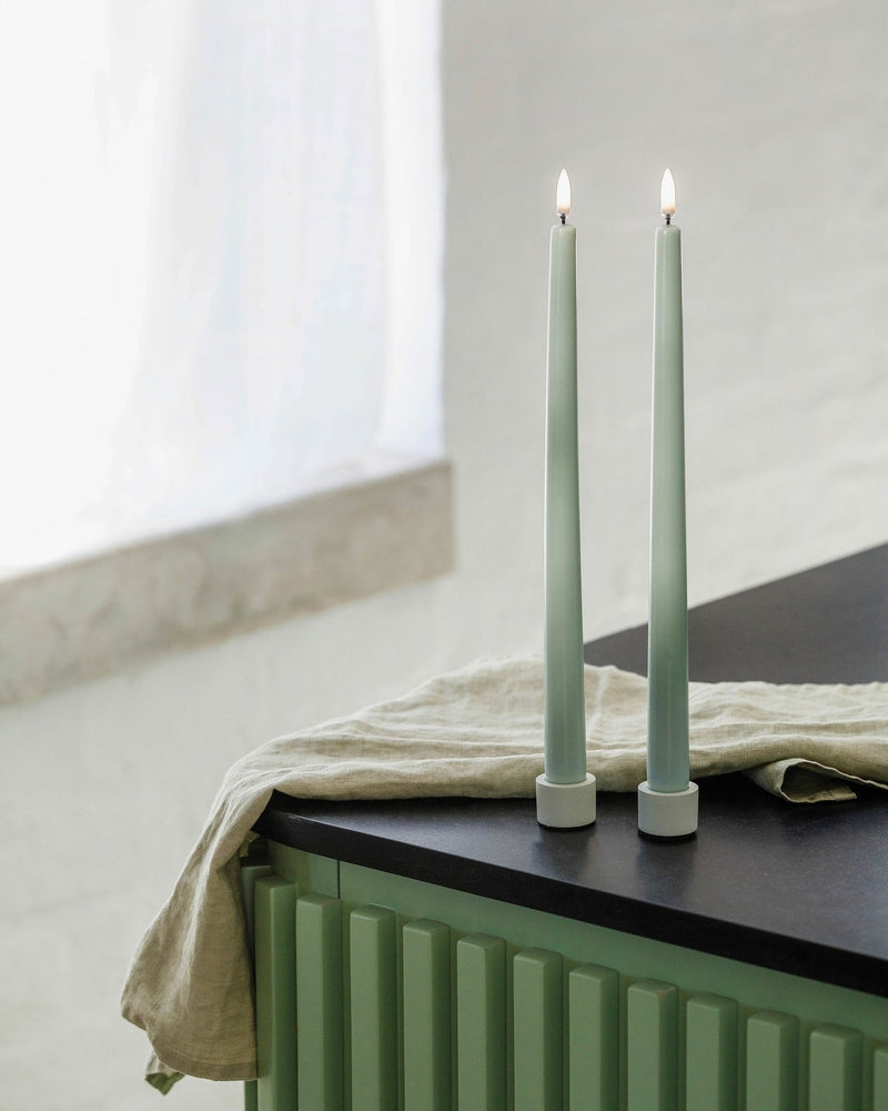 Uyuni Lighting LED Taper Candle 2 Pack 2.3 x 25cm Dusty Green