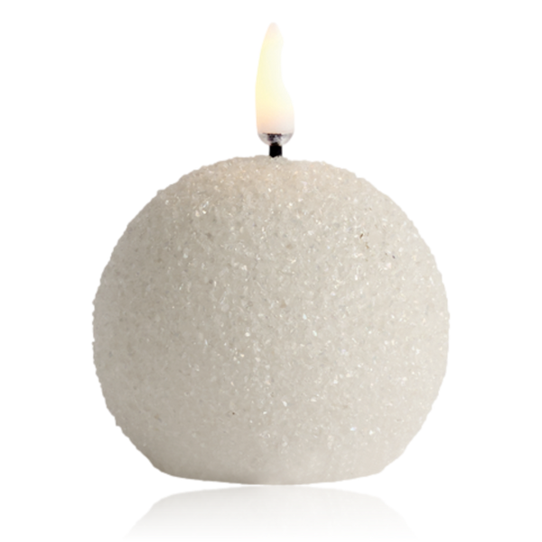Uyuni LED Snowball Candle With Glitter Nordic White