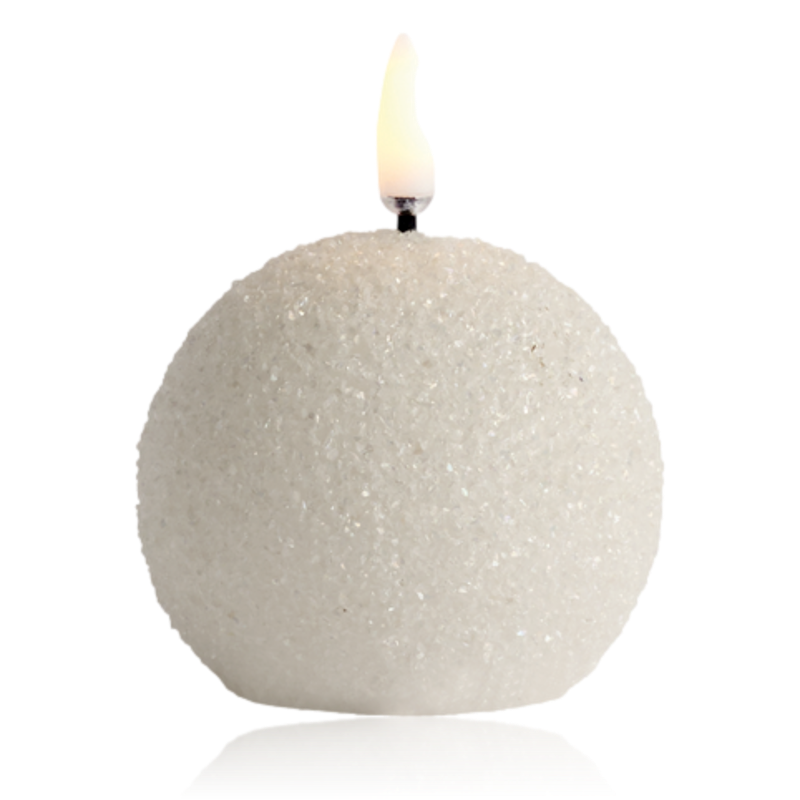 Uyuni LED Snowball Candle With Glitter Nordic White