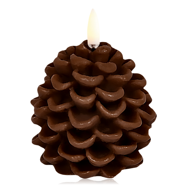 Uyuni LED Pine Cone Candle Smooth Brown