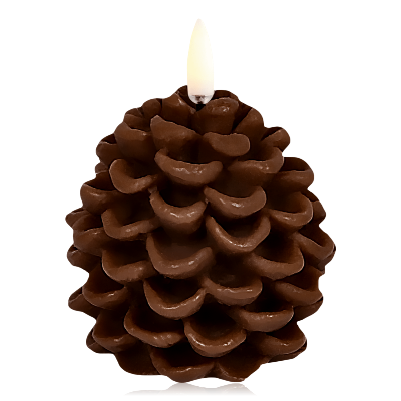 Uyuni LED Pine Cone Candle Smooth Brown