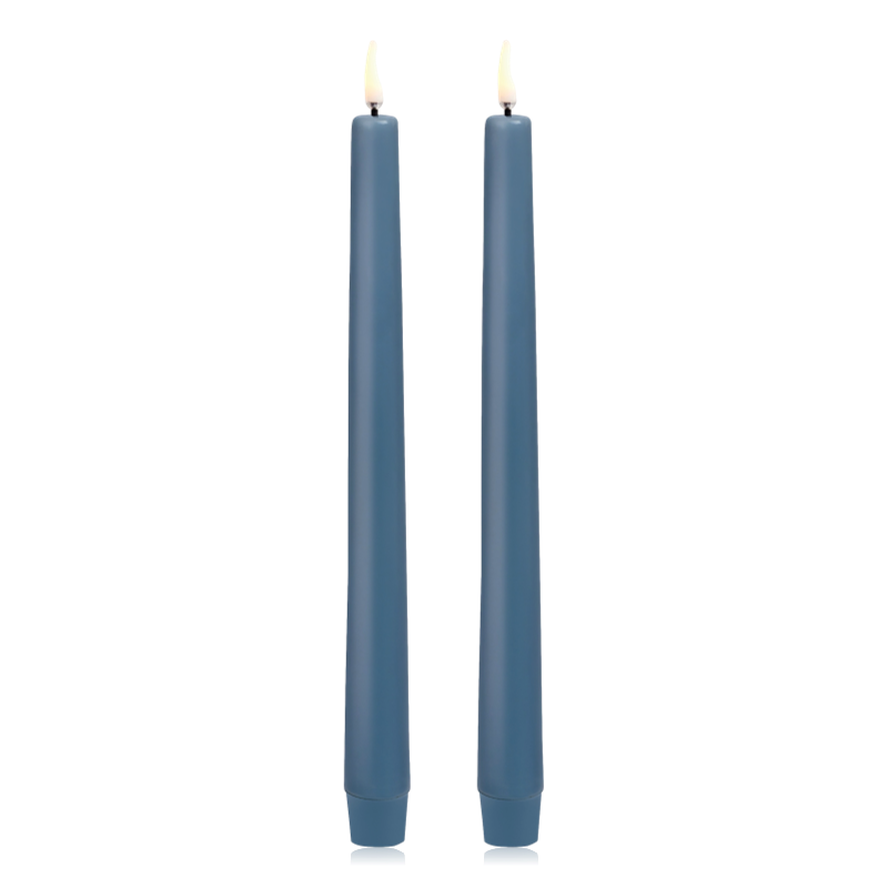 Uyuni Lighting LED Taper Candle 2 Pack 2.3 x 25cm Hazy Blue