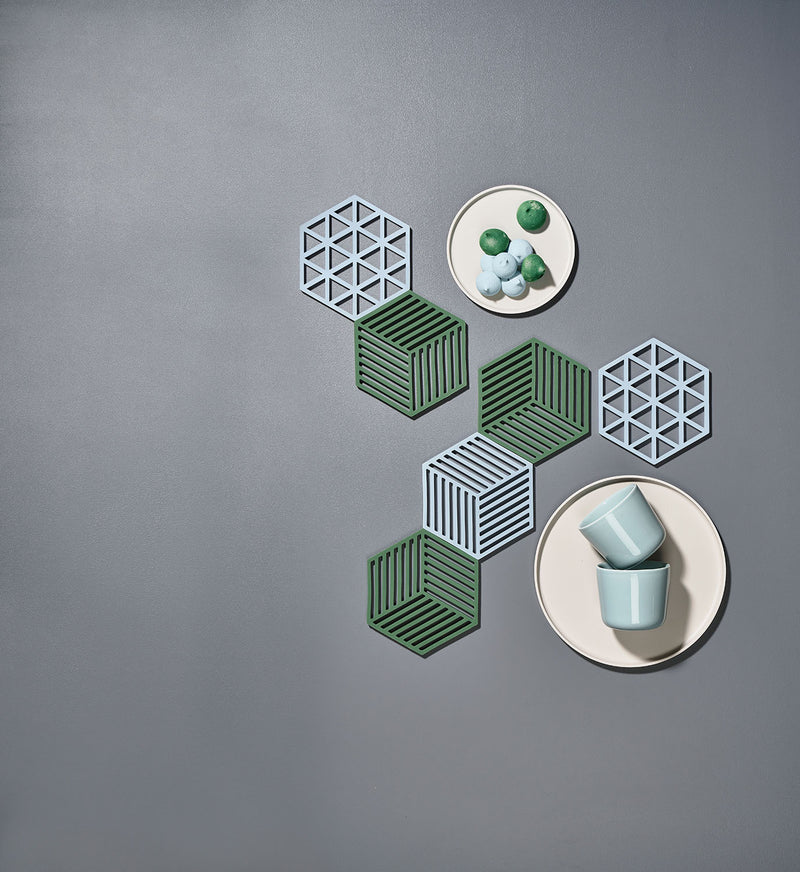 Zone Denmark 3 Piece Trivet Set Hexagon Grass/Mint/Liquorice