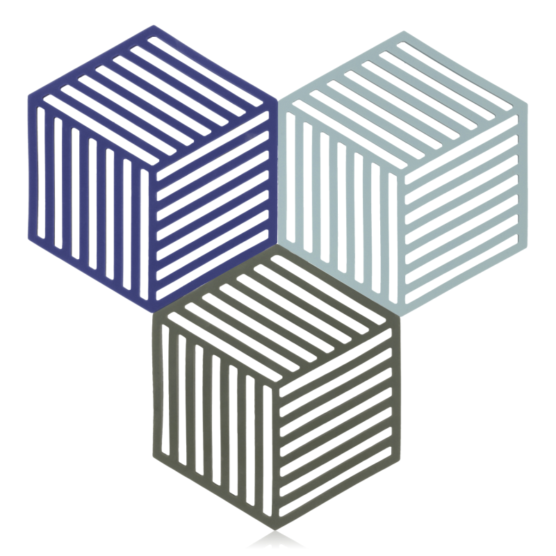 Zone Denmark 3 Piece Trivet Set Hexagon Midnight/Indigo/Blue