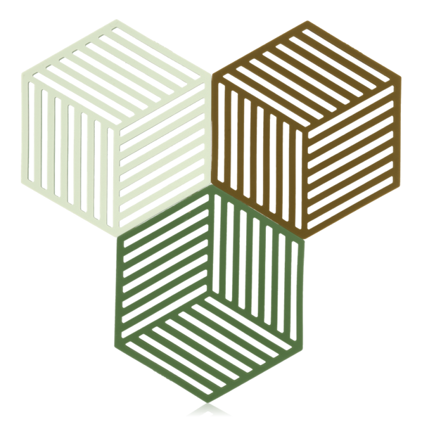 Zone Denmark 3 Piece Trivet Set Hexagon Grass/Mint/Liquorice