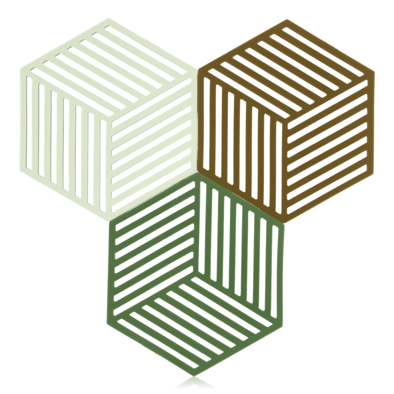 Zone Denmark 3 Piece Trivet Set Hexagon Grass/Mint/Liquorice