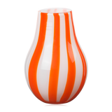 Broste Ada Cross Striped Vase Pumpkin Orange Mouthblown Glass