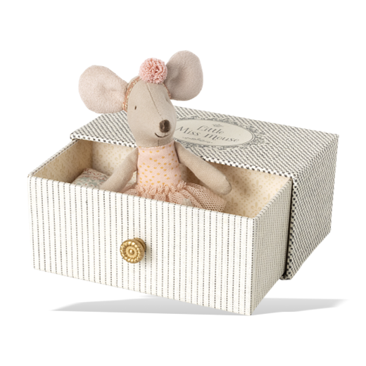 Maileg Little Sister Dance Mouse In Daybed
