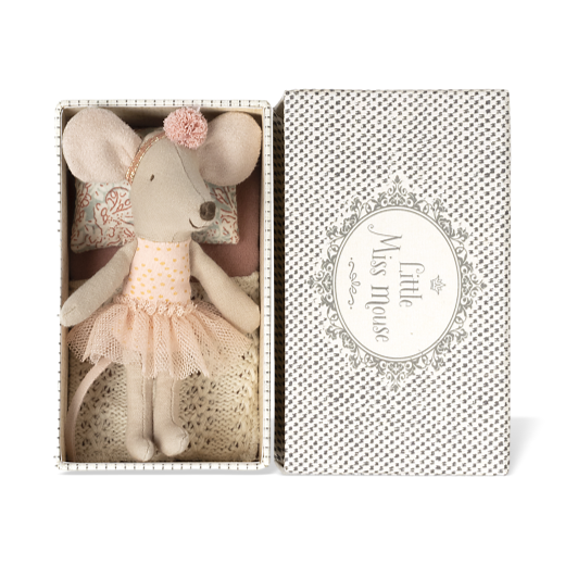 Maileg Little Sister Dance Mouse In Daybed