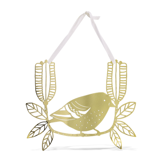 Pluto Hanging Christmas Decoration Gold Sparrow on Branch