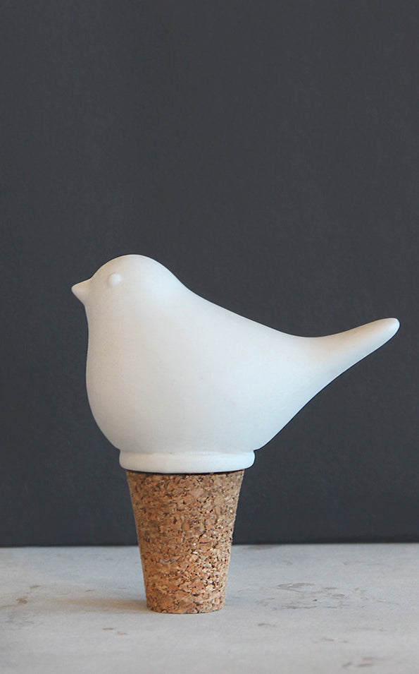 Pluto Ceramic Bottle Stopper Bird White