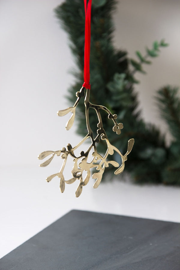 Pluto Hanging Christmas Decoration Gold Mistletoe