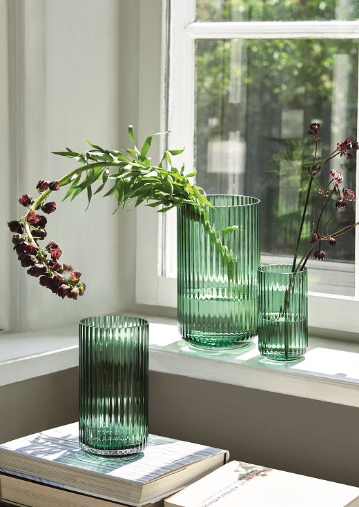 Lyngby Mouth Blown Glass Vase  Copenhagen Green 31cm