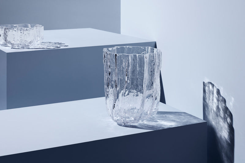 Kosta Boda Circular Glass Crackle Vase Large Clear