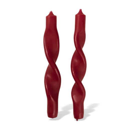 Broste Set of 2 Twisted Candles Red