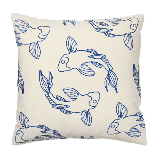 Broste Koi Cushion Cover Blue 50 x 50 cm With Pad