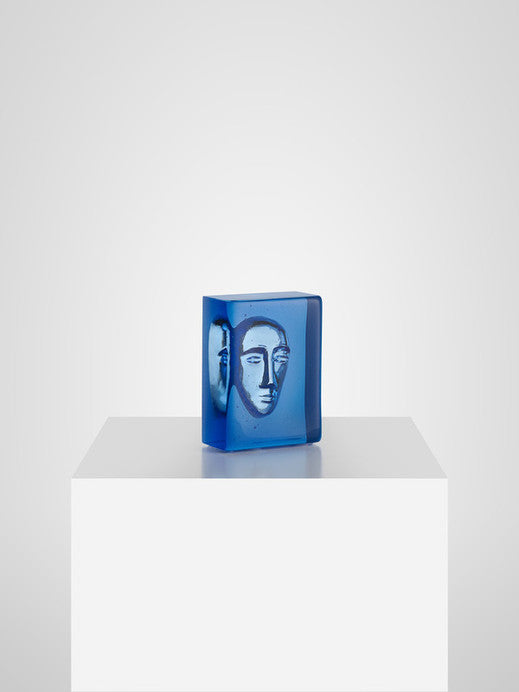 Kosta Boda Block  Sculpture Azure Man