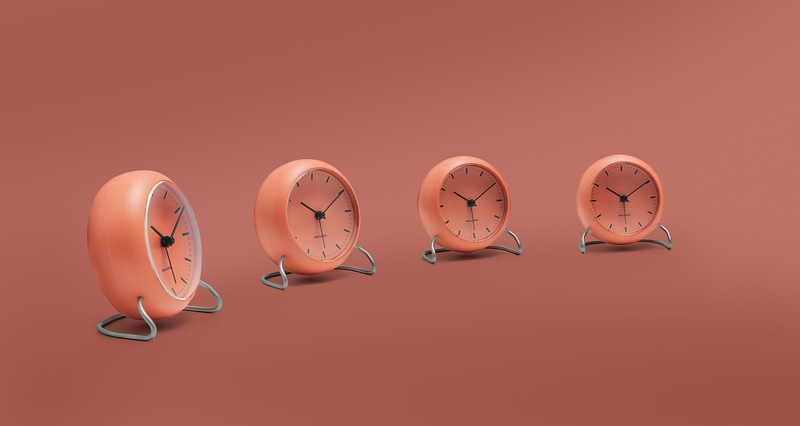 Arne Jacobsen City Hall Table Clock Pale Orange