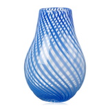 Broste Ada Cross Striped Vase Mouthblown Glass Blue