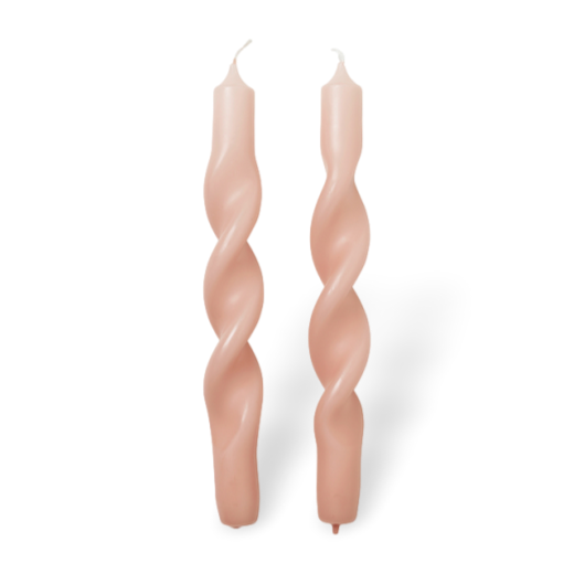 Broste Set of 2 Twisted Candles Apricot Cream