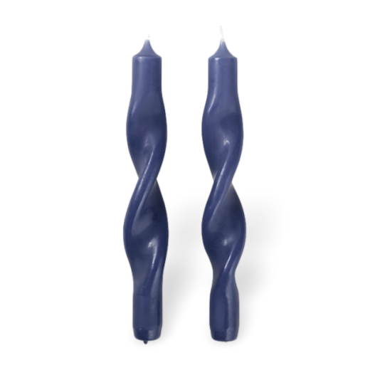 Broste Set of 2 Twisted Candles Baja Blue