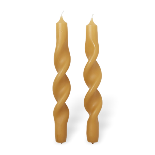 Broste Set of 2 Twisted Candles Ochre