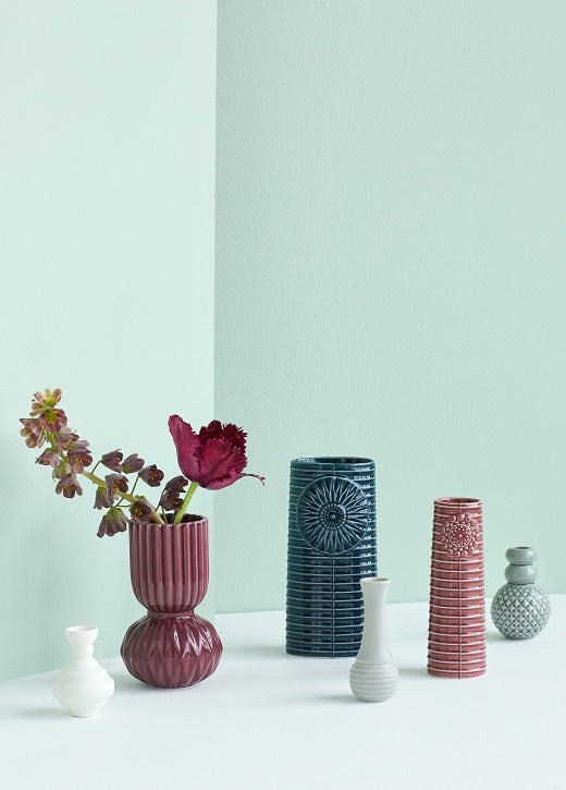 Dottir Pipanella Ceramic Vase Lines Small Dusty Rose
