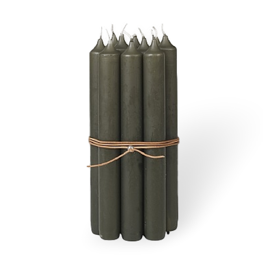 Broste Bundle of 10 Candles Nordic Forest With Jute String 2.2 x 19.4cm