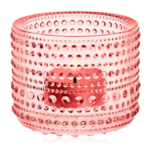 Iittala Kastehelmi Glass Votive 64mm Salmon Pink
