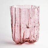 Kosta Boda Circular Glass Crackle Vase Large Pink