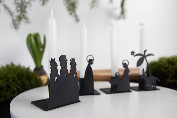 Pluto Metal Nativity Candleholder Set Small